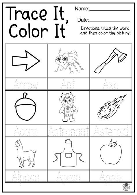 24 Printable Alphabetical Trace And Color English Worksheets Ages 4 7 Kg1