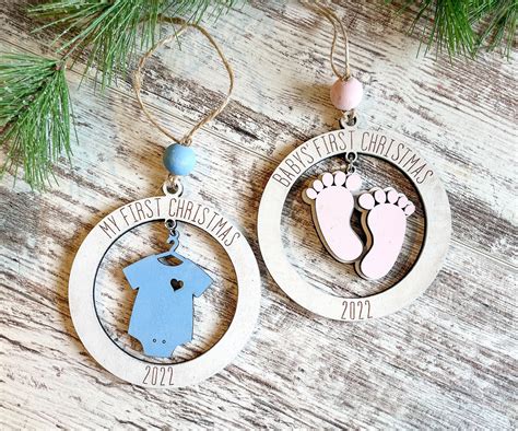 First Christmas Ornament Babys First Christmas Christmas Gift Baby Shower Wood Ornament Gift Tag ...