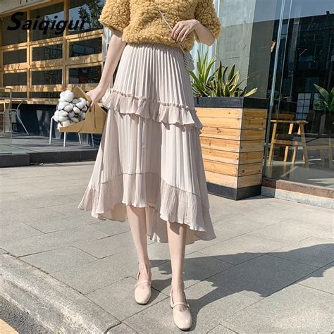 Skirts Womens 2020 Korean Style Fashion Spring Summer Midi Long Skirt