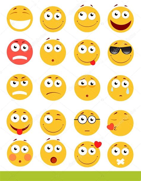 Conjunto De Emoticones Lindos Iconos De Emoji Y Sonrisa Aislado Sobre