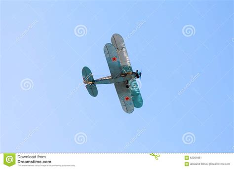 Retro Russian Aeroplane Polikarpov Po 2 In The Blue Sky Editorial Photo