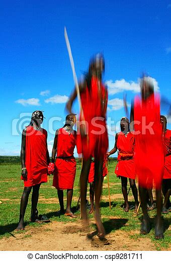 Masai Warrior Dancing Traditional Dance Africa Kenya Masai Mara