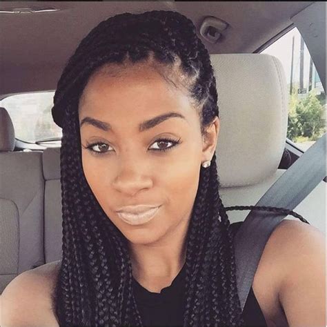 Side Swept Box Braids Natural Hair Styles Blonde Box Braids Braided