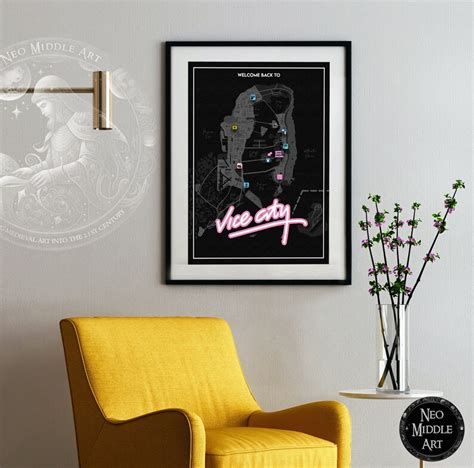 Gta VI Vice City Map Poster Vice City Map Poster Gift for - Etsy