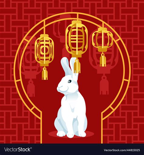 Chinese new year card with rabbit Royalty Free Vector Image