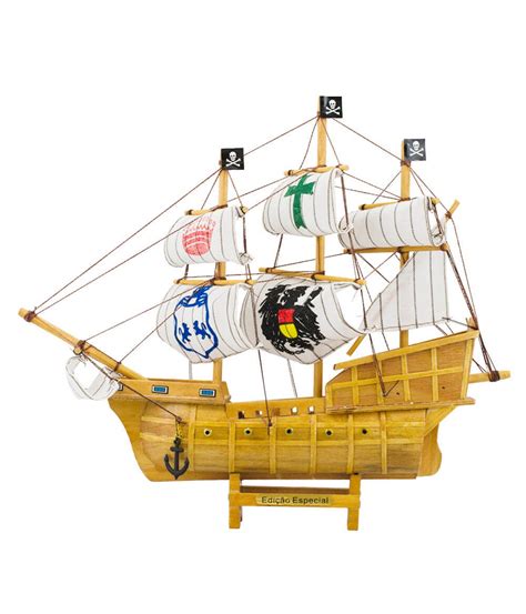 Miniatura Barco Navio Veleiro Madeira Escudos Vela Canh O Pirata