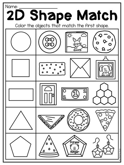 2d And 3d Shapes Worksheet For Kindergarten