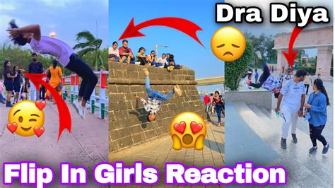 Flip In Girls Reaction🥳🤯stunt Public Reaction👀😍reaction