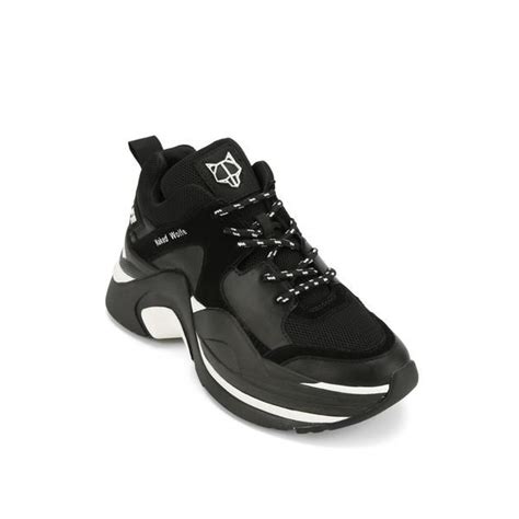 Track Double Black Naked Wolfe Leather Sneakers Women Chunky