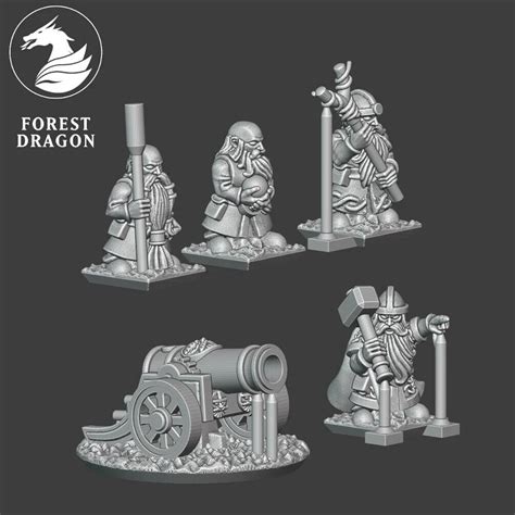 Dwarf Cannon - Forest Dragon - 10mm scale