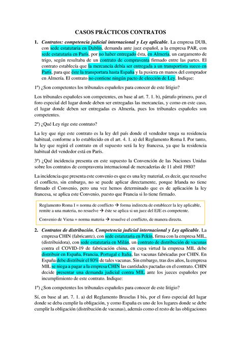 Casos prácticos contratos corregidos CASOS PRÁCTICOS CONTRATOS