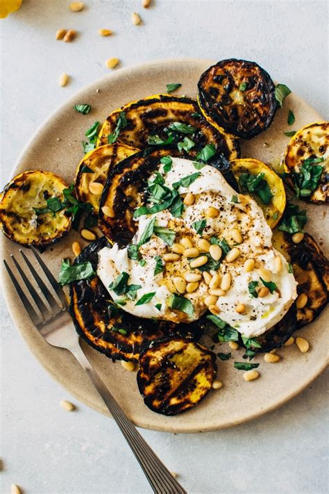 Grilled Summer Squash Caprese Salad With Burrata And Basil {vegetaraian Gluten Free Keto