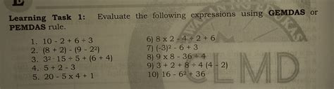 Solved Learning Task Evaluate The Following Expressions Using