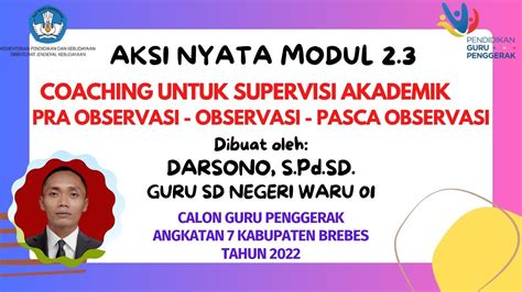 Aksi Nyata Modul Coaching Supervisi Akademik Pra Observasi