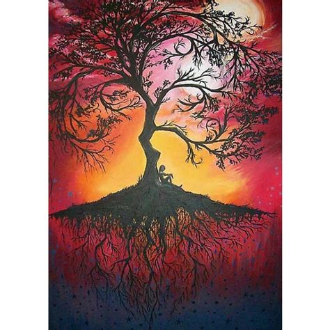 Dww X Cm D Peinture Diamant Diy Complet Paysage Peint Arbre