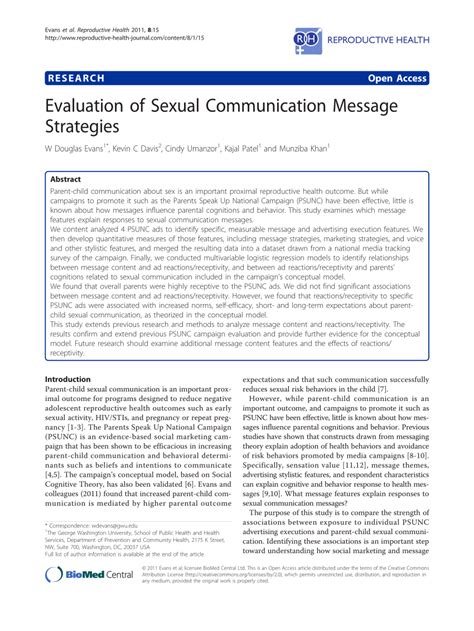 Pdf Evaluation Of Sexual Communication Message Strategies