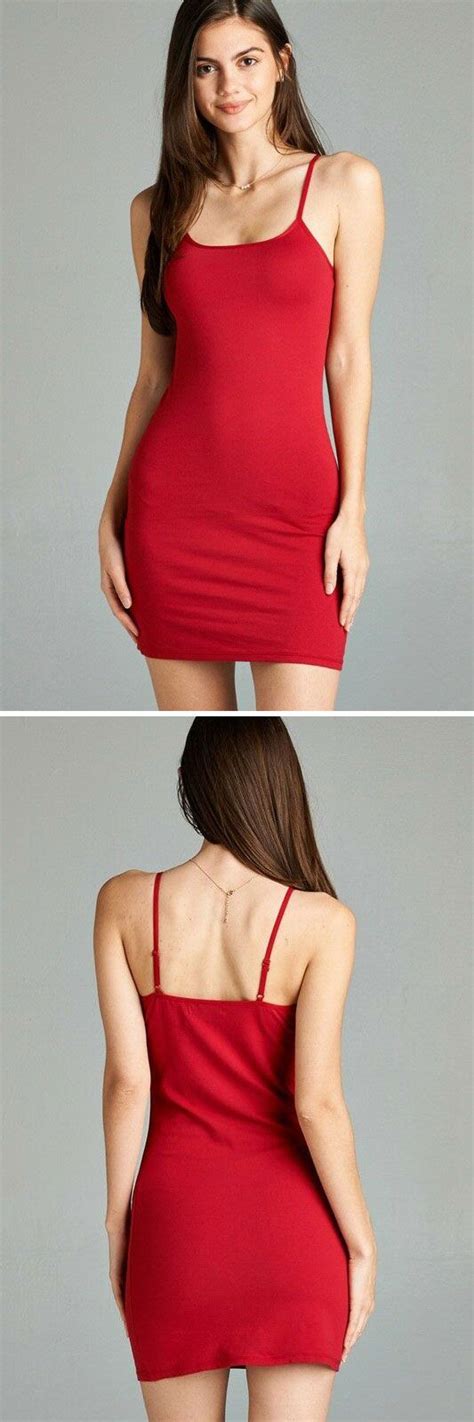 Cotton Long Cami Tank Top Mini Dress Spaghetti Strap Soft Stretch Tunic Bodycon Ebay Fashion