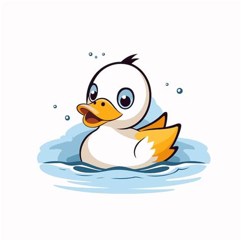 Lindo Pato De Dibujos Animados Nadando En El Agua Ilustraci N Vectorial