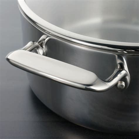 6 Qt Tri Ply Clad Stainless Steel Covered Deep Sauté Pan Glass Lids