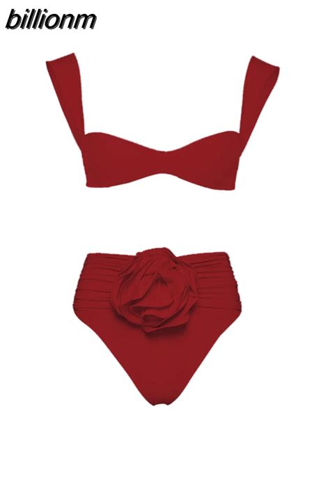Billionm Pieces Bikini Swimsuit 2023 New Women 3D Flower Swimwear