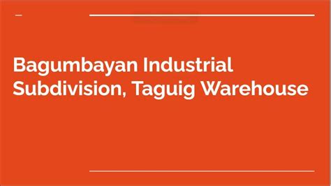 taguig warehouse bagumbayan industrial subdivision youtube