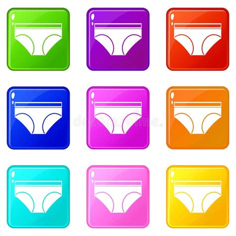 Woman Underwear Panties Icons 9 Set Stock Vector Illustration Of