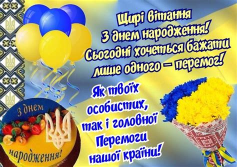 A Birthday Card With Balloons Flowers And Cake In Russian Writing On