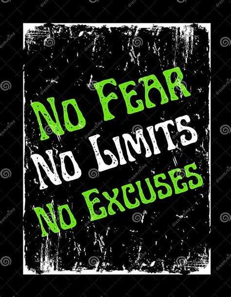 No Fear No Limits No Excuces Motivational Quote Typography Banner