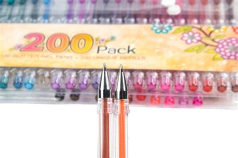 200 Glitter Gel Pen Set Reaeon 100 Gel Markers Plus 100 Colors Refills Glitter 696570126938 Ebay