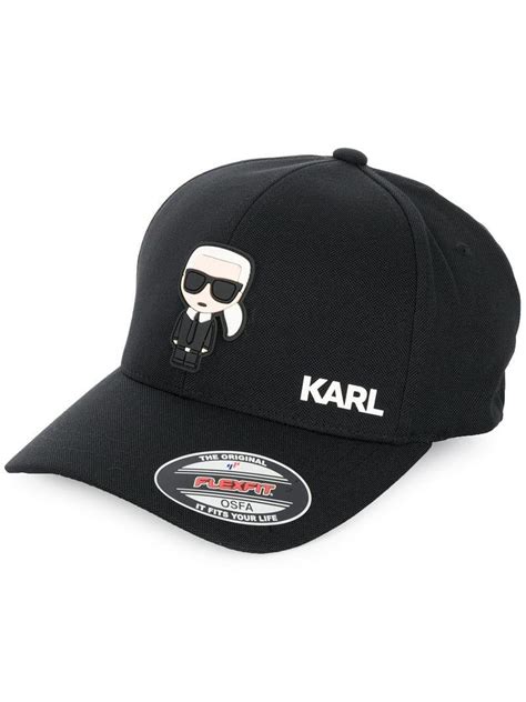 Karl Lagerfeld Ikonic Rubber Badge Baseball Cap In Black For Men Lyst