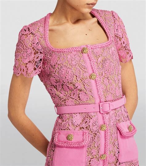 Womens Self Portrait Pink Lace Midi Dress Harrods Us