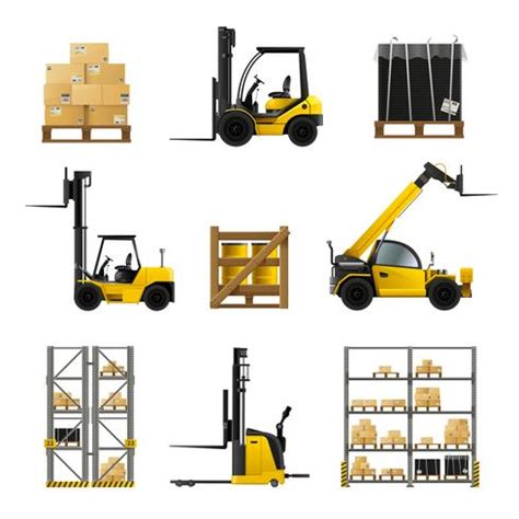 Forklift Realistic Set 483636 Vector Art at Vecteezy