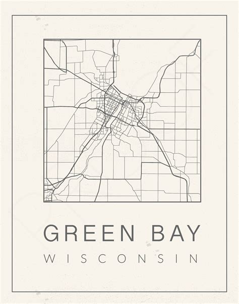 Green Bay Map Green Bay Packers Map of Green Bay Wisconsin - Etsy