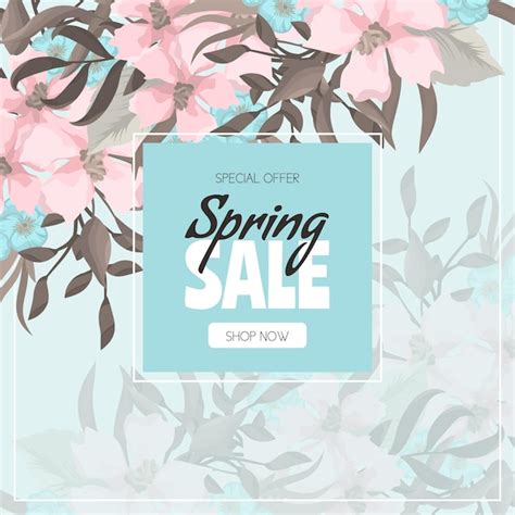 Free Vector Spring Sale Background With Beautiful Colorful Flower