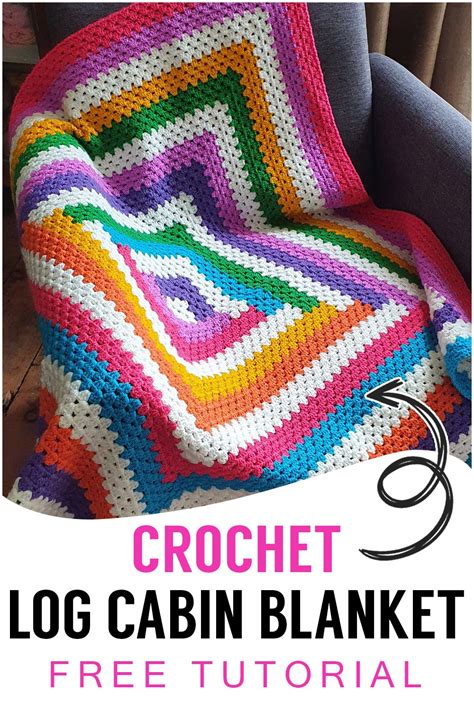 Crochet Log Cabin Granny Square Blanket Free Video Tutorial Written