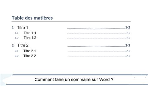 Sommaire Word Voici Comment Le Faire En D Tails Tuto Facile