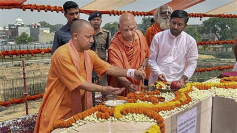 Ayodhya Yogi Adityanath Lays Foundation Stone Of Ram Mandir S