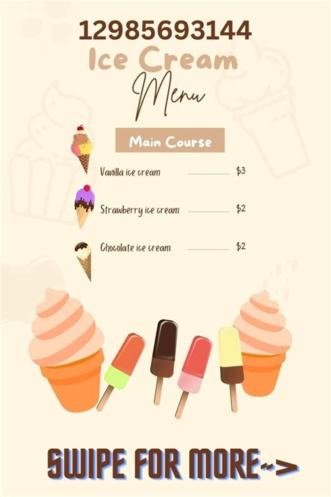 Free Cafe Decals Ice Cream Menu Bloxburg Decals Codes Ice Cream Sign