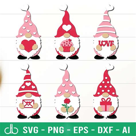 Valentines Gnome Bundle Svg Valentine Gnomes Svg Valentines Day Decor