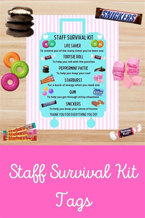 Staff Survival Kit Thank You Gift Tag Staff Appreciation Etsy Etsy