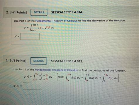 Solved 2 1 Points DETAILS SESSCALCET2 5 4 014 Use Part Chegg