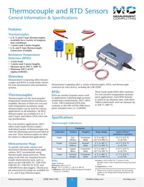 Thermocouple and RTD Sensors