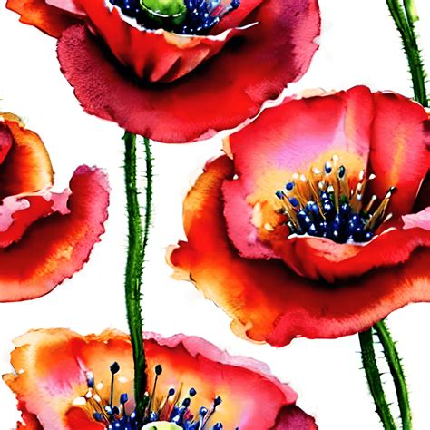 Poppy Flowers Watercolor Set Elements Hyper Realistic · Creative Fabrica