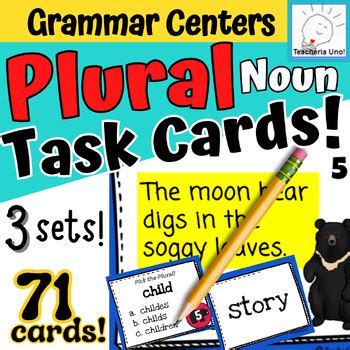 PLURAL Noun TASK CARDS Regular Irregular Rule Scoot ELA Center Literacy