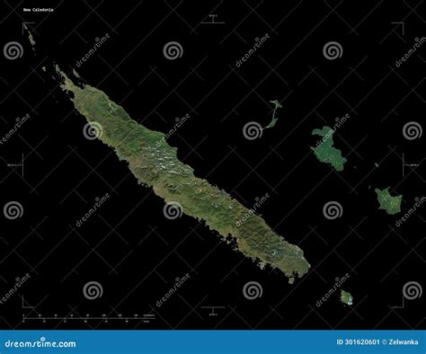 New Caledonia Shape On Black High Res Satellite Stock Illustration