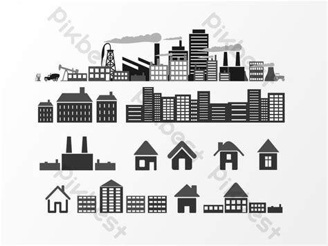 Black Building Silhouette Pattern PNG Images | AI Free Download - Pikbest