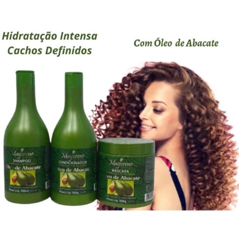 Kit Cabelos Cacheados Óleo de Abacate Naturiun Maycrene Shampoo