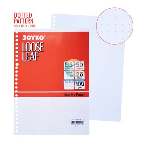 Jual Pcs Kertas Binder File Note Loose Leaf Joyko B Dotted Titik