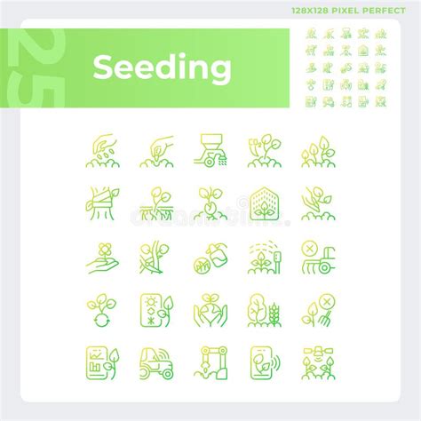 Seeding Gradient Linear Vector Icons Set Stock Illustration