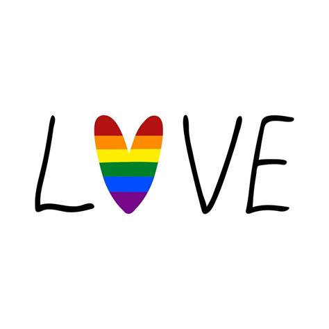 Love Lettering With Pride Rainbow Heart Lgbt Pride Month Vector